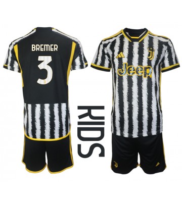 Juventus Gleison Bremer #3 Primera Equipación Niños 2023-24 Manga Corta (+ Pantalones cortos)